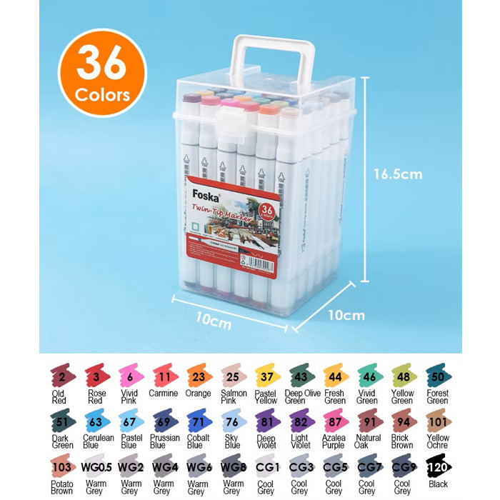 Foska Dual Tip Art Markers -36Colors