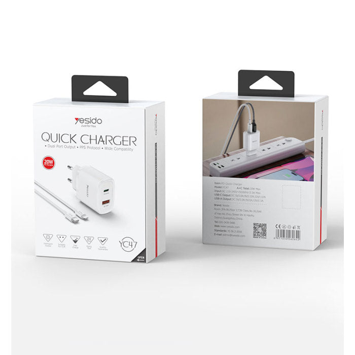 Yesido YC47 20W Fast Charging Home Charger