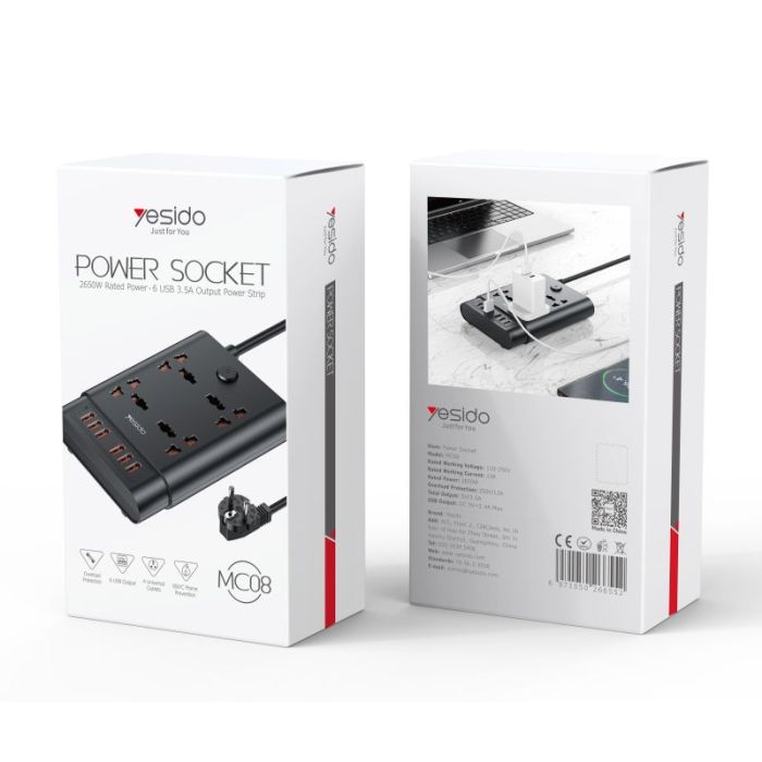 Yesido MC08 2 Meter 10 IN 1 Power Socket