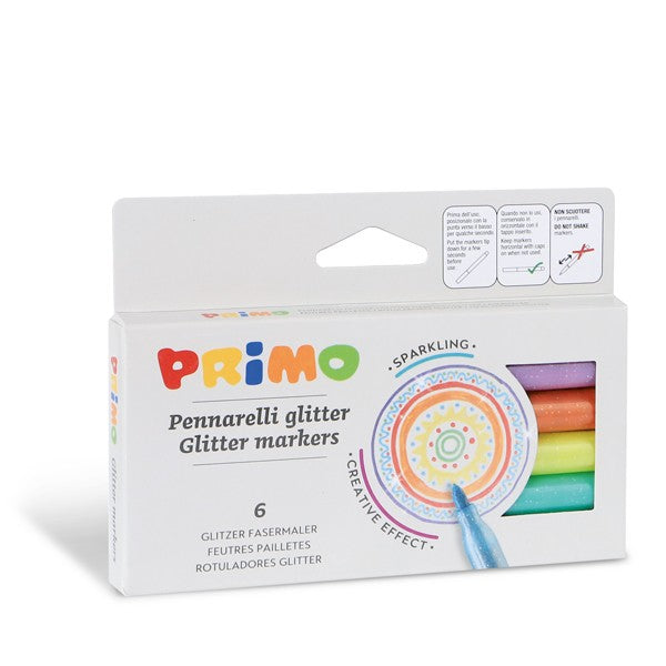 Primo Fluo and glitter fibre-tip pens 6 colors