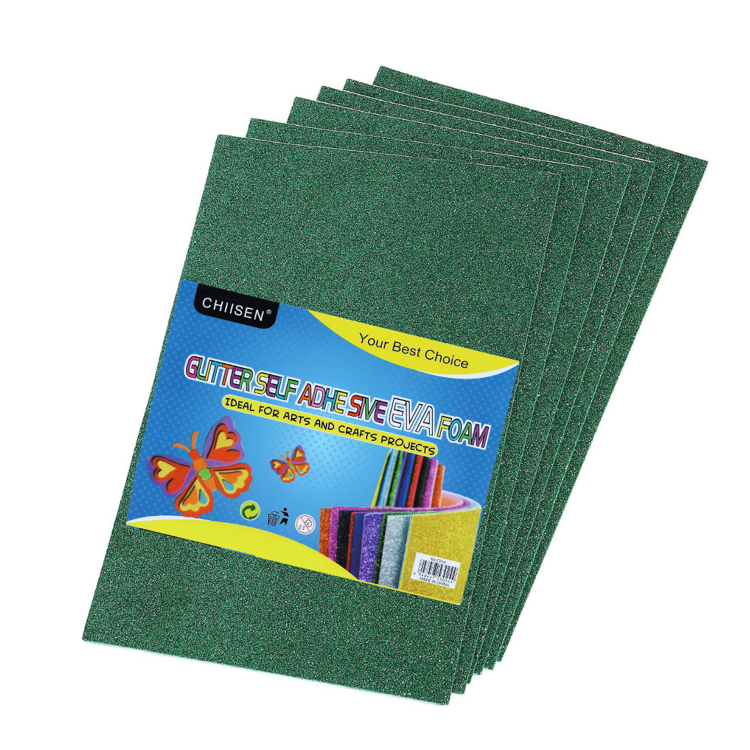 Glitter Self Adhesive Eva Foam A3 sheets-Green