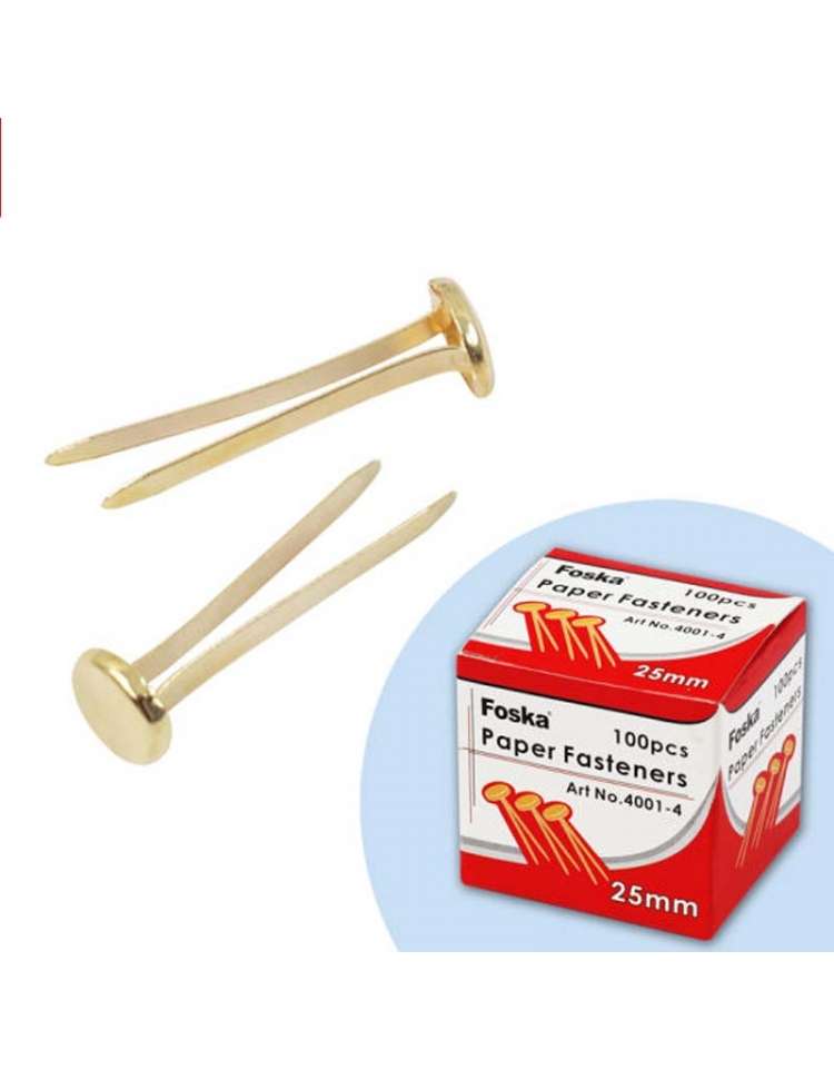 Foska Gold Paper Fasteners 25mm