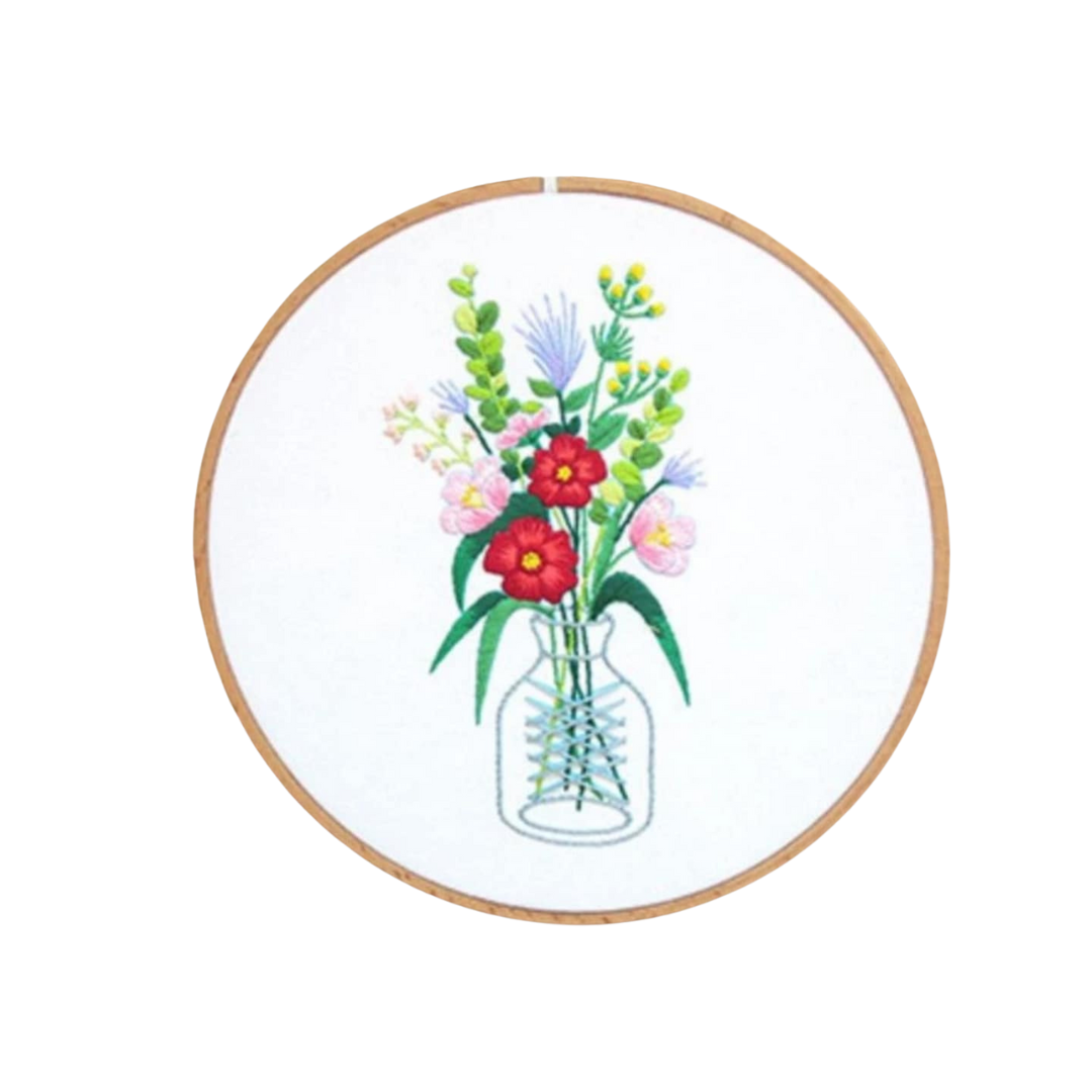 Hand Embroidery Hoop Flower