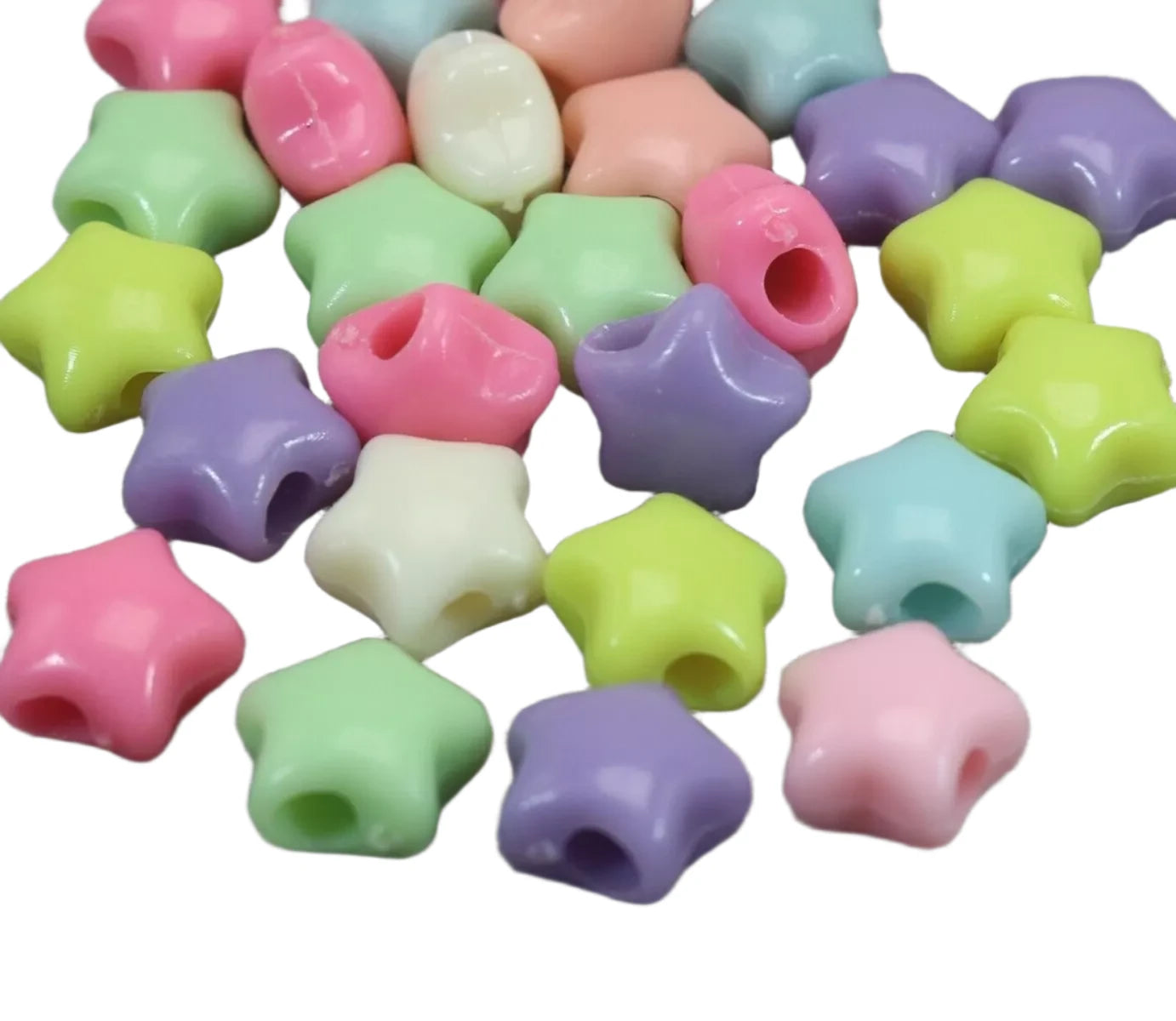 Mixed Pastel Color Star Pony Beads 15mm