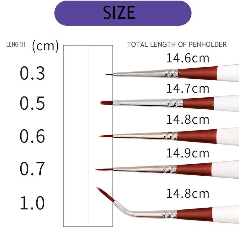 Maries Mini Nylon Fine Line Paint Brush -Set Of 5