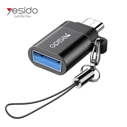 محول YESIDO GS07 Micro USB إلى USB 2.0 OTG صغير الحجم مع سلسلة مفاتيح 