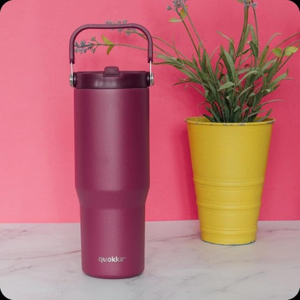 Quokka Cool Insulated Stainless Steel Tumbler With Handle Core Burgundy 860 ml