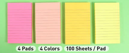 Foska Self stick Notes Thick Paper Ruled Line Colorful