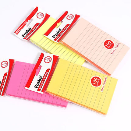 Foska Self stick Notes Thick Paper Ruled Line Colorful