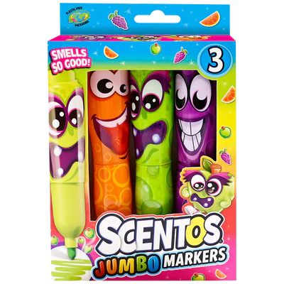 Scentos  Funny Jumbo Face Markers - 3 Pack Asst