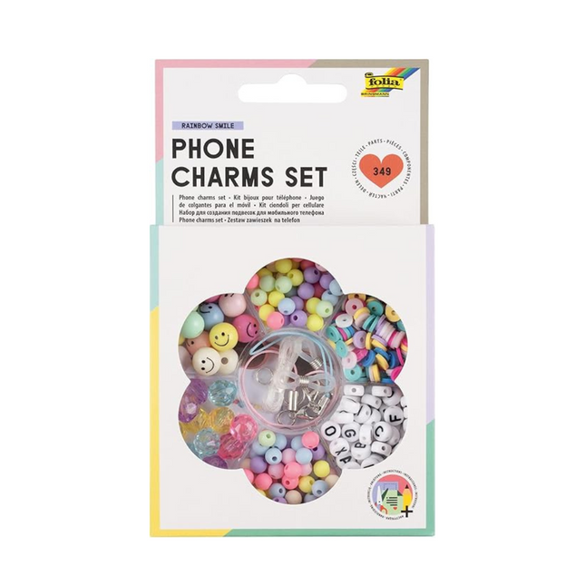 Folia Phone Charms Set Rainbow Smile Beads