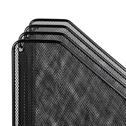 Foska 3 Compartment Black Desk Magazine Mesh Rack