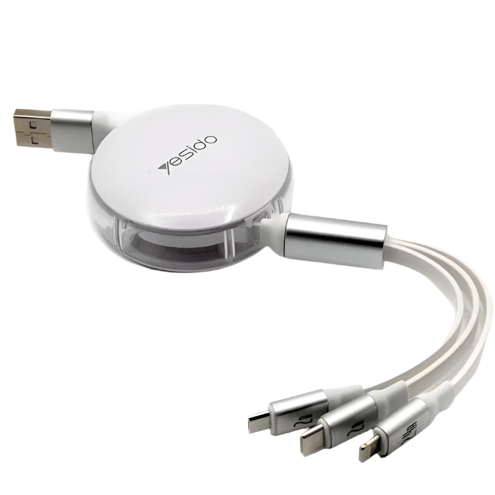 YESIDO CA117 3 IN 1 Retractable Charging Cable