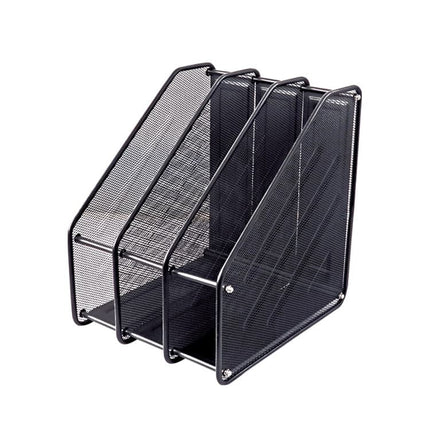 Foska 3 Compartment Black Desk Magazine Mesh Rack