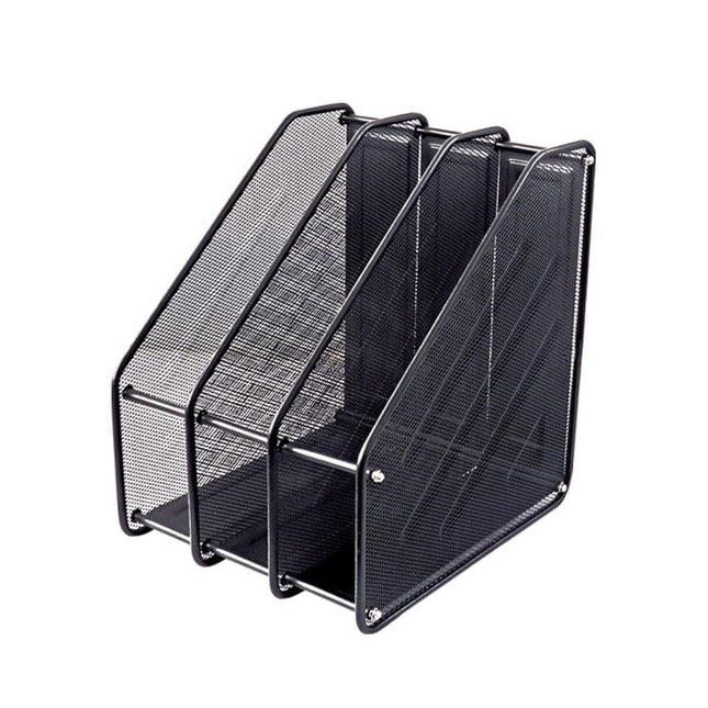 Foska 3 Compartment Black Desk Magazine Mesh Rack