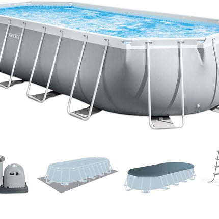 Intex Prism Frame Rectangular Pool 6.10x3.05x1.22m (Full Set)