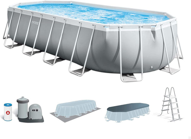 Intex Prism Frame Rectangular Pool 6.10x3.05x1.22m (Full Set)