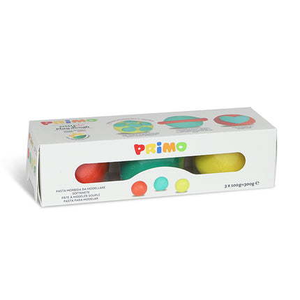 Primo Soft play dough in pot 3 colours
