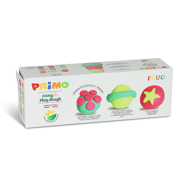 Primo Soft play dough in pot 3 fluorescent color