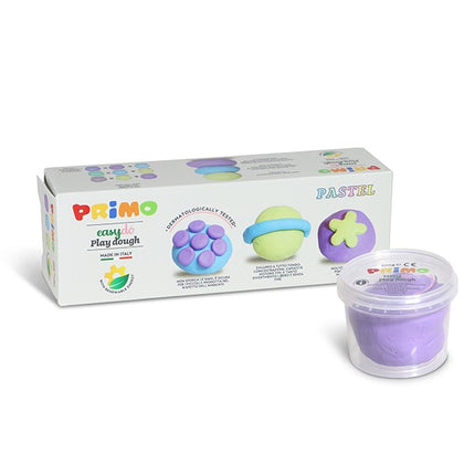 Primo Soft play dough in pot  3 pastel colors