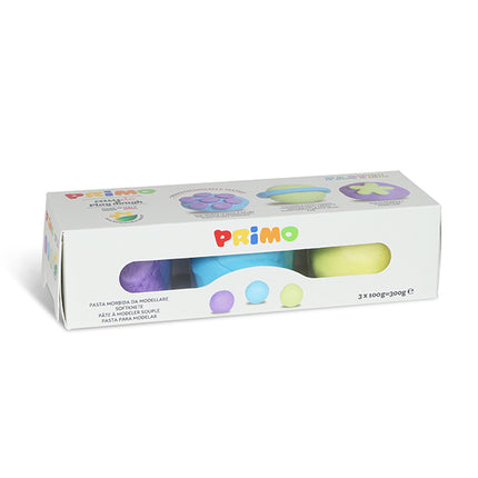 Primo Soft play dough in pot  3 pastel colors