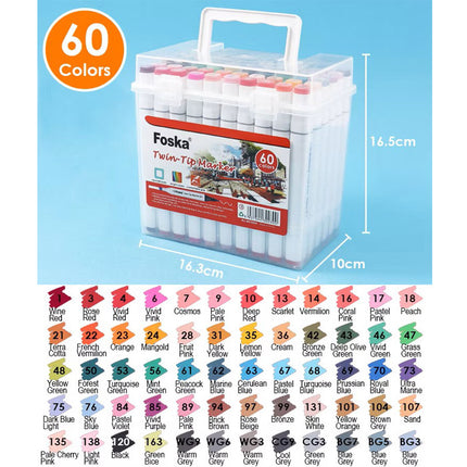 Foska Dual Tip Art Markers -60 Colors