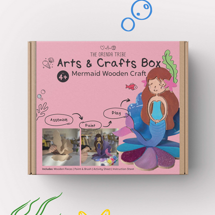 Mermaid wooden Craft Box