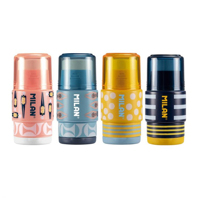 Milan erasers with pencil sharpener