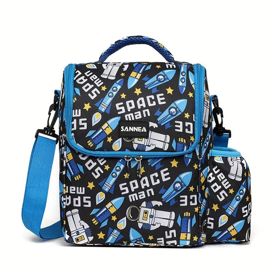 Sannea Insulated Lunch Bag With Bottle Holder-Blue Space