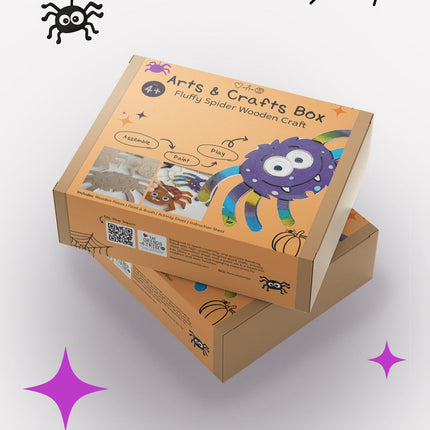 Fluffy Spider Wooden Craft Box