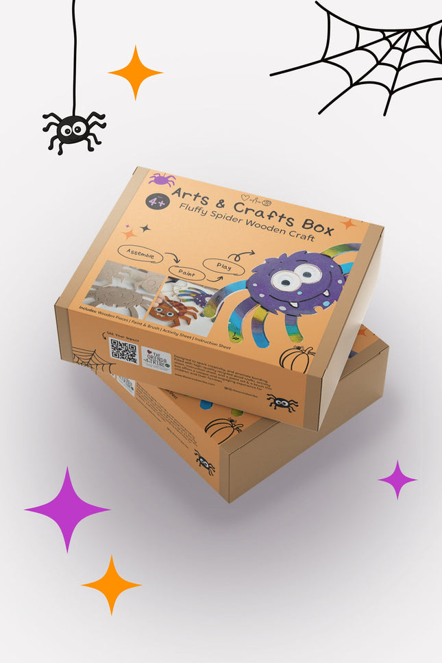 Fluffy Spider Wooden Craft Box