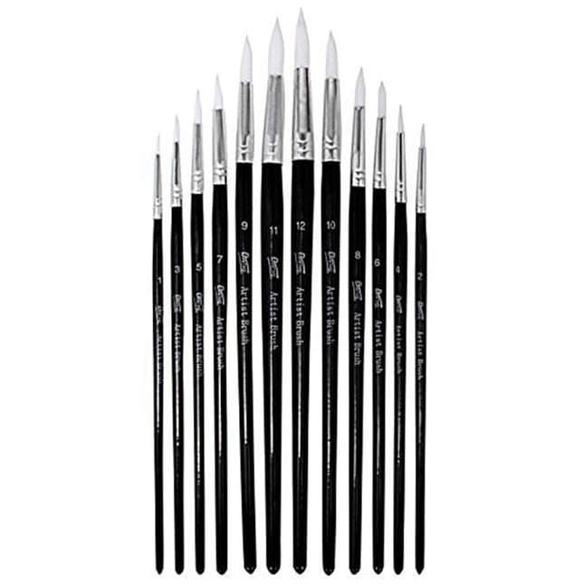 Round Artist Paint Brush set - 12 pc