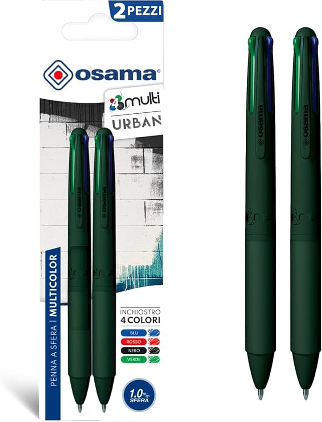 Osama ballpoint 4 multi Urban-forest green