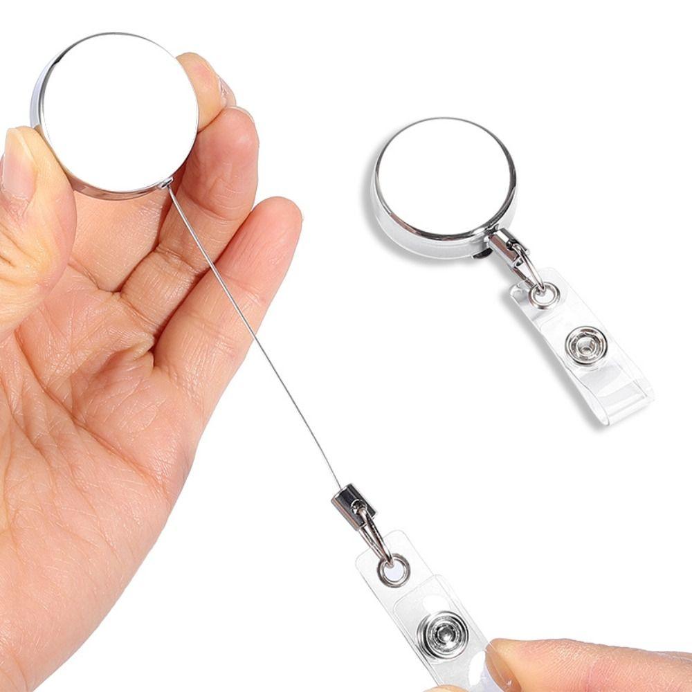 ID Badge Reel Clip White Round