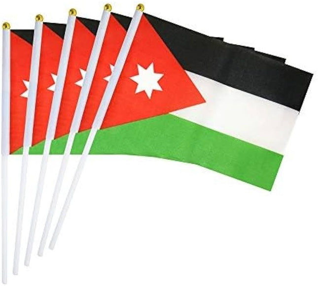 مجموعة من 12 عصا علم صغيرة محمولة باليد تحمل علم الأردن