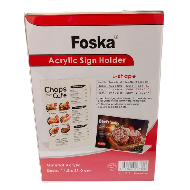 Foska Acrylic Sign Holder L-Shape