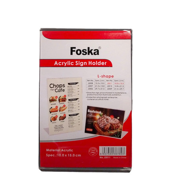 Foska Acrylic Sign Holder L-Shape