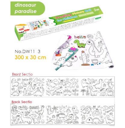 Foska Painting Paper Roll 300*30 Cm-Dinosaur