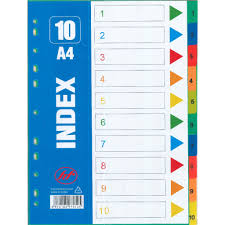 Index Divider Plastic A4 -Number