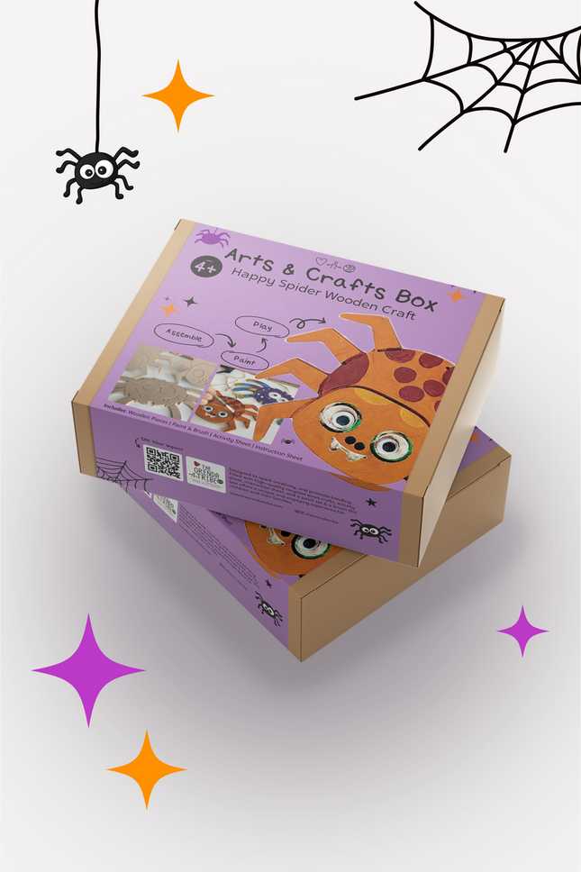 Happy Spider Wooden Craft Box