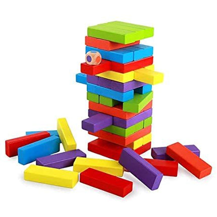 Wooden Jenga Stacking Multicolor Game - 51 Pcs