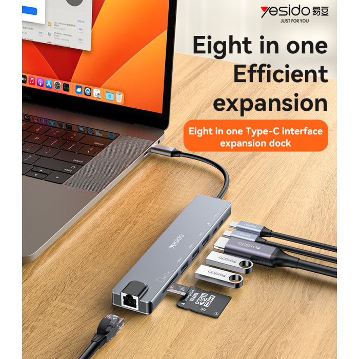 Yesido HB27 Eight in One Expansion Dock USB Hub