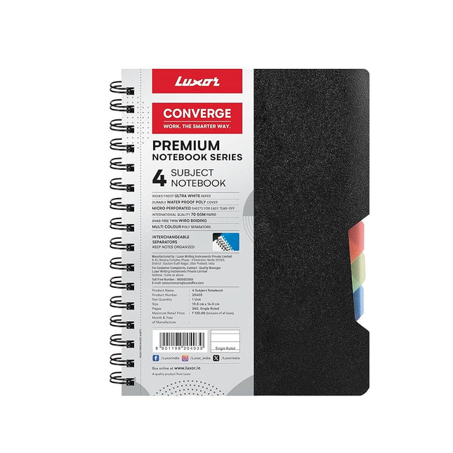 Luxor 4 Subject Spiral Premium Notebook