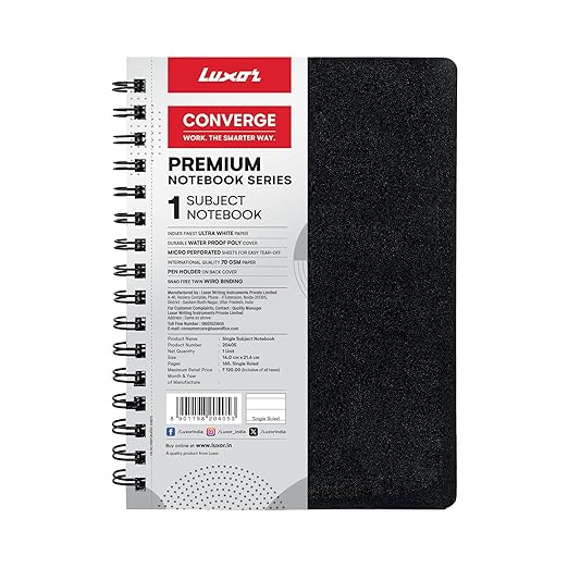Luxor 1 Subject Spiral Premium Notebook-14cm*21.6 cm