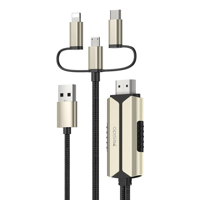 Yesido HM14 3 in 1 For Lightning/Micro/ Type-C To HDMI Cable