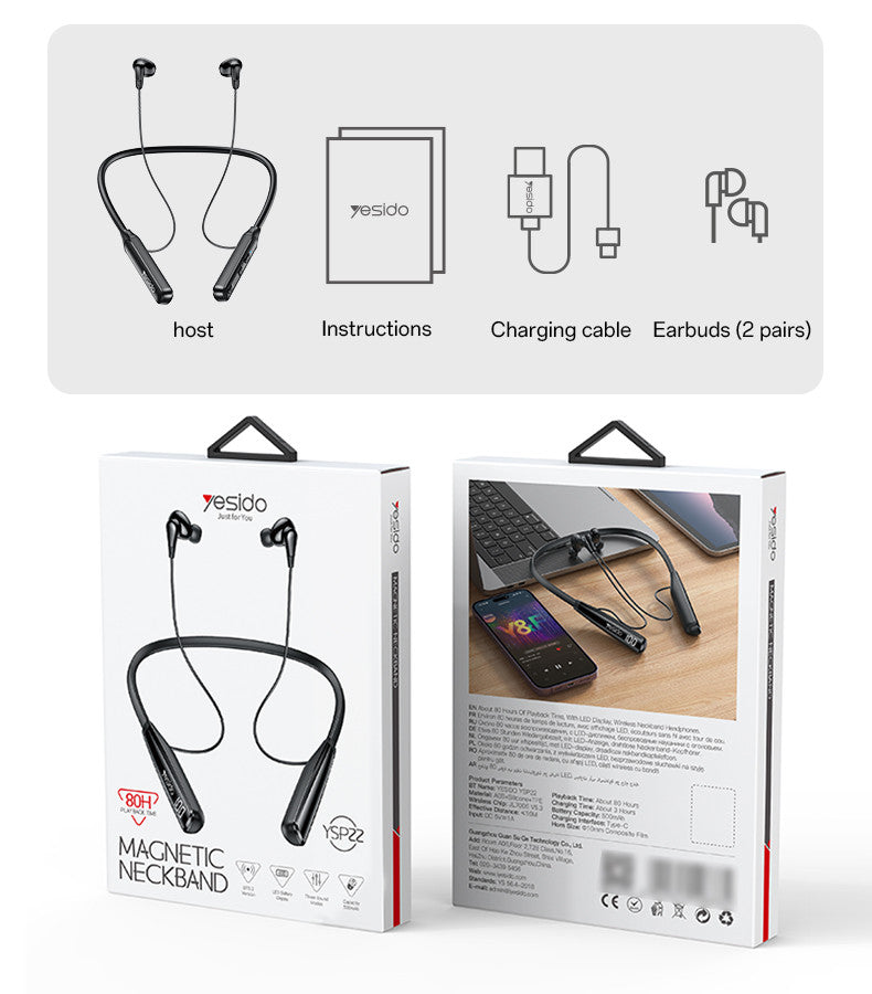 YESIDO YSP22 LED Indicator Necklace Wireless Earphone