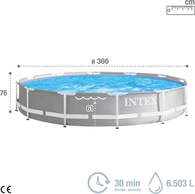 Intex Prism Frame Round Pool 3.66mx76cm (with Filter)