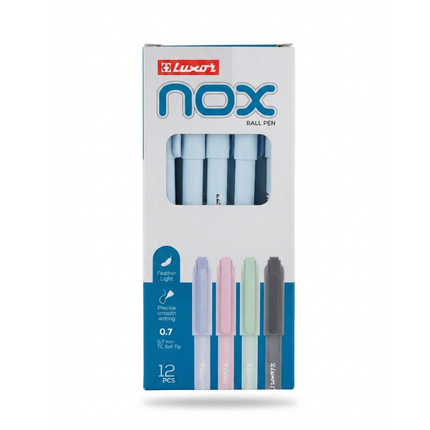 Luxor Nox Assorted Ball Pens 0.7 mm -pack of 12