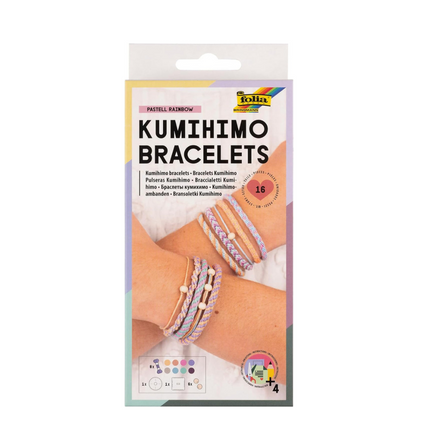 Folia Kumihimo Pastel Rainbow Bracelets Craft Set