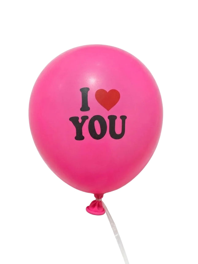 Pink balloon with 'I ❤️ YOU' text on a white background